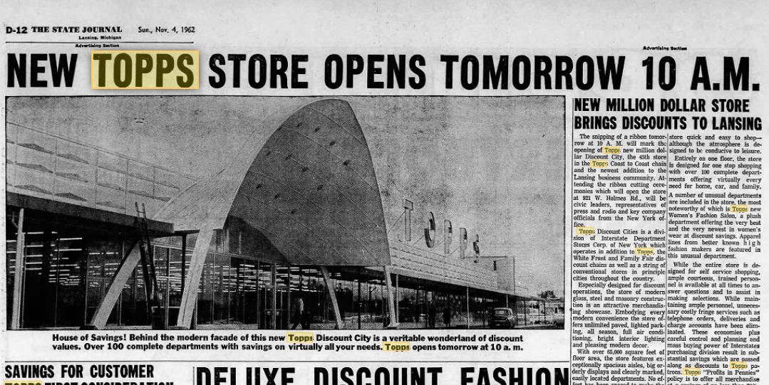 Topps - 1962 Article On Lansing Store (newer photo)